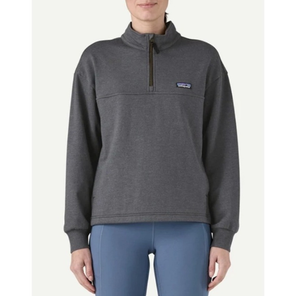 Patagonia Ahnya Pullover Ink Black/Gray Women Size XS Organic Cotton Quarter-Zip